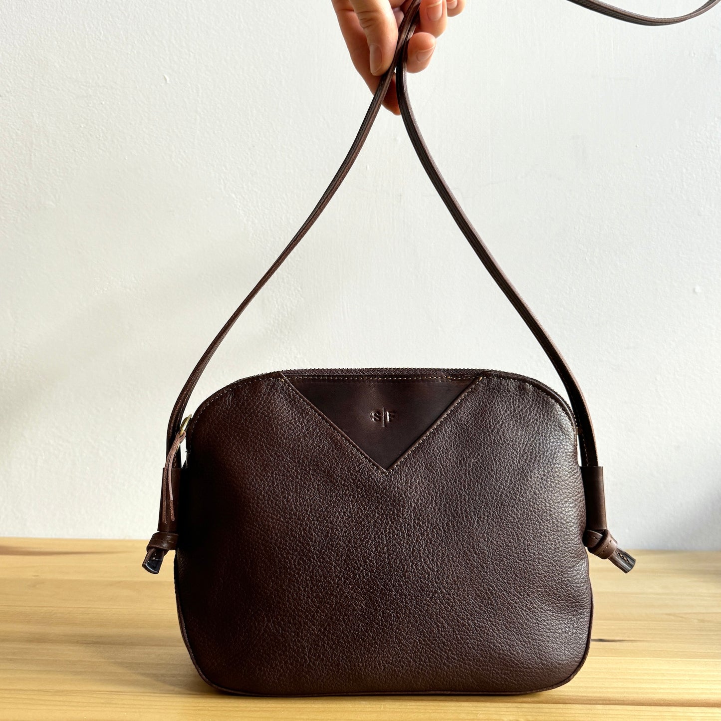 dark chocolate leather love bag
