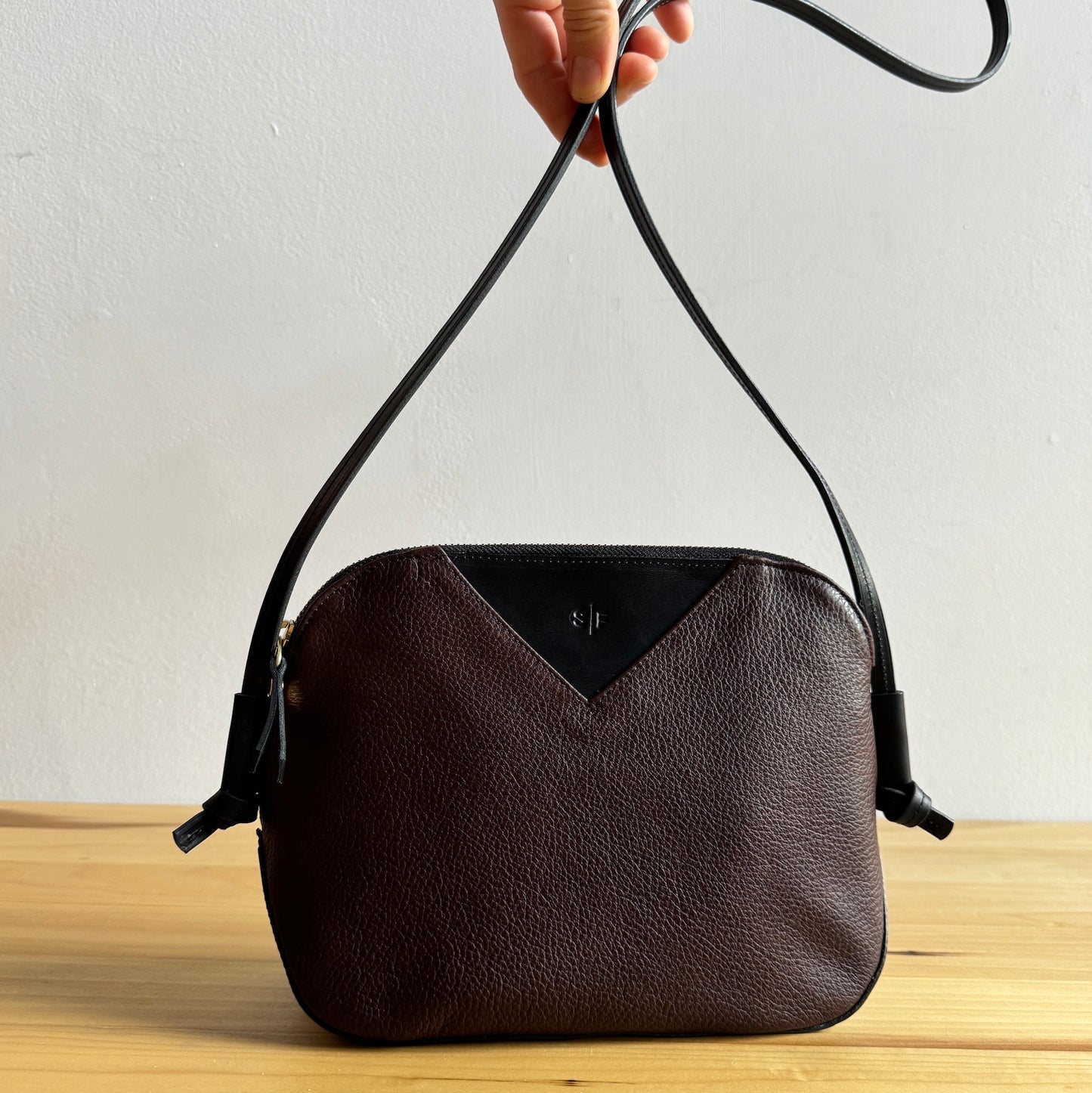 dark chocolate leather love bag