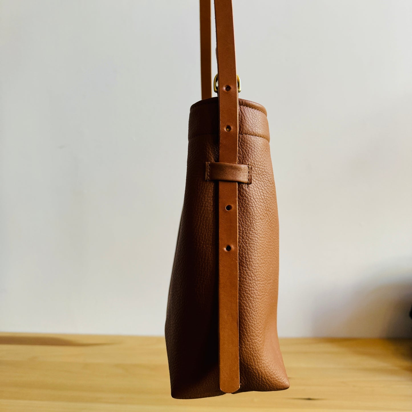 Tan leather snap bag crossbody