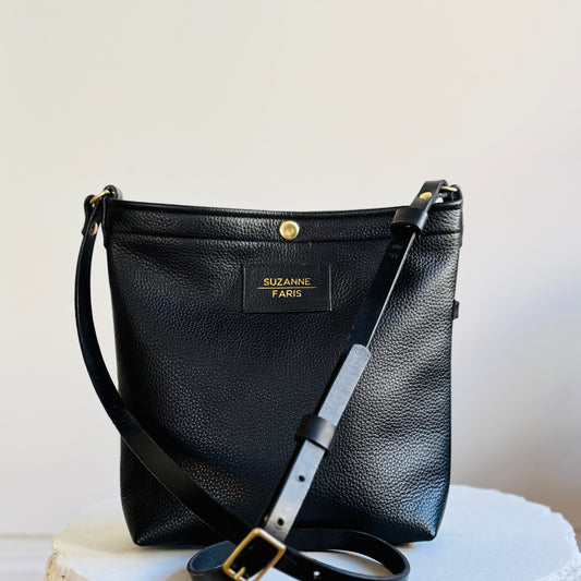 Leather Snap Bag - Black