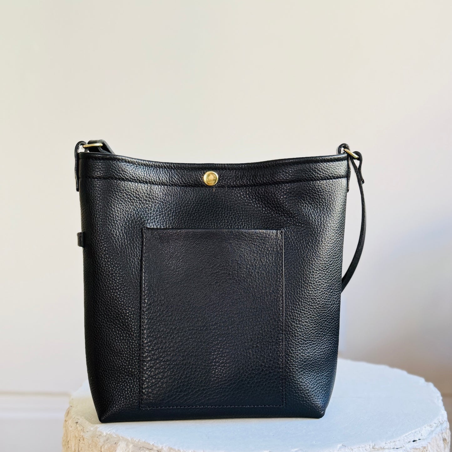 Leather Snap Bag - Black
