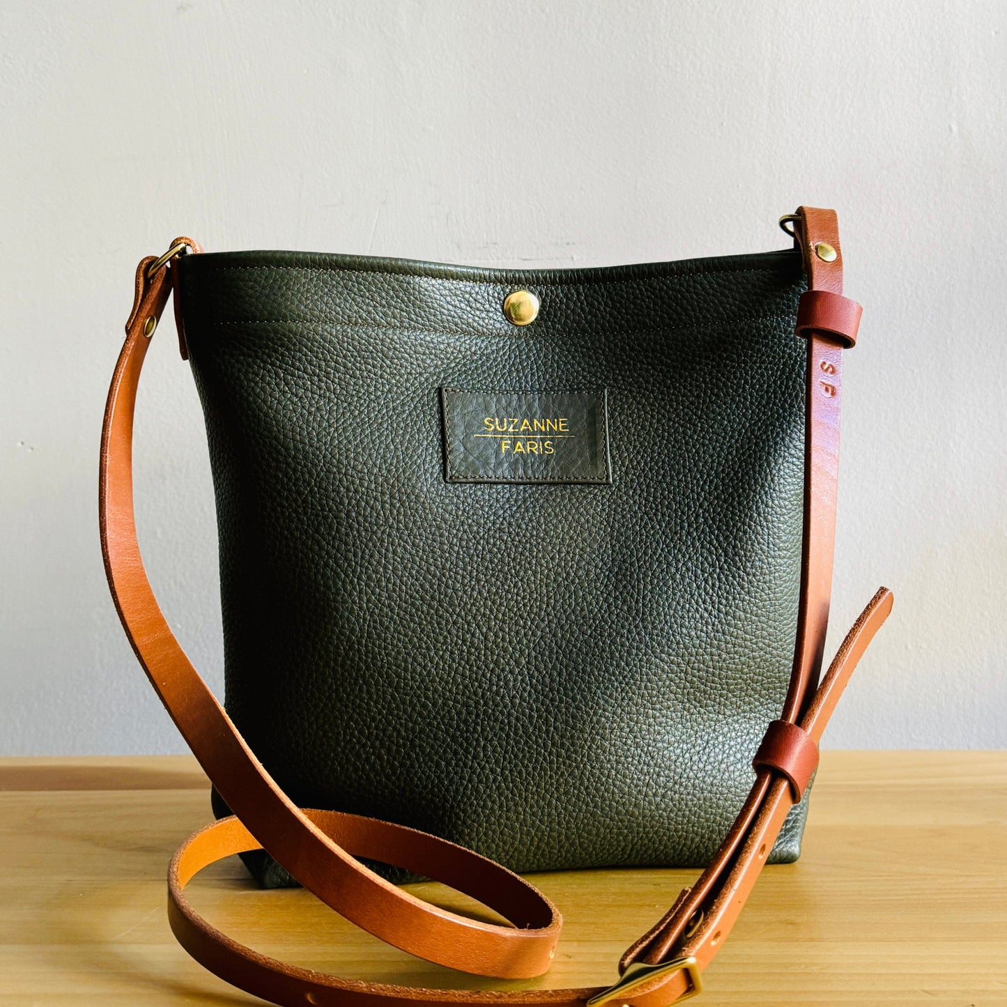 Leather Snap Bag - Dark Olive