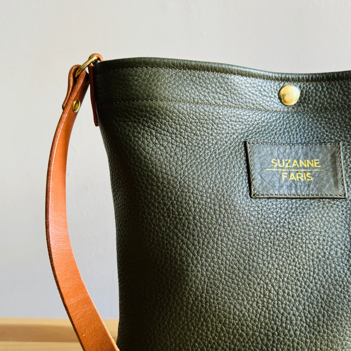 Leather Snap Bag - Dark Olive