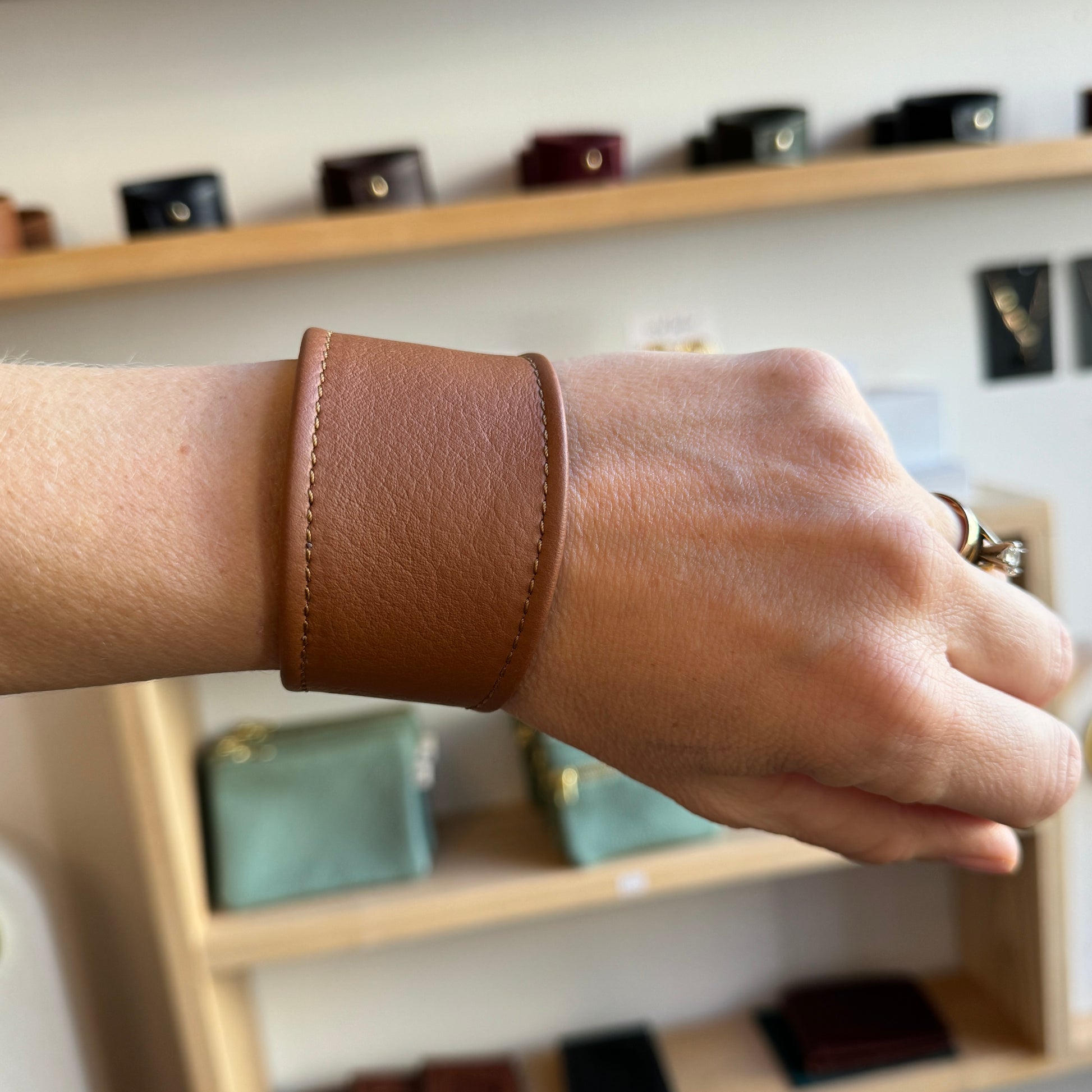 Tan Leather cuff bracelet