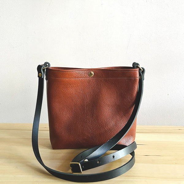 Leather Snap Bag Cognac SuzanneFaris