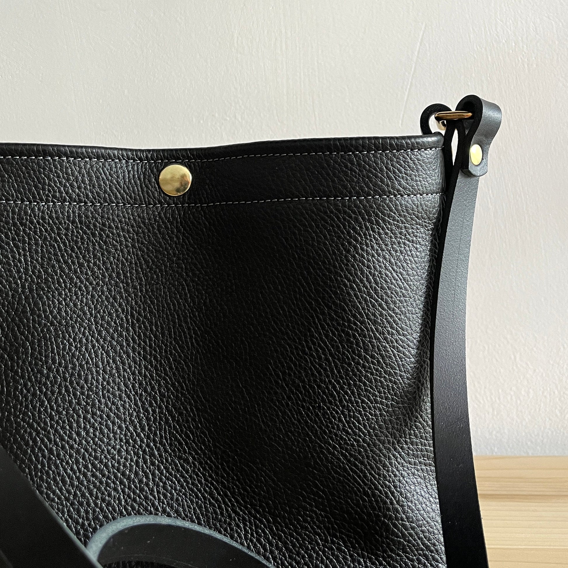 Black leather snap bag