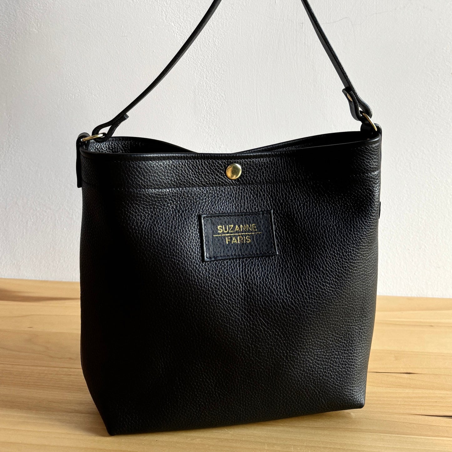 Leather Snap Bag - Black