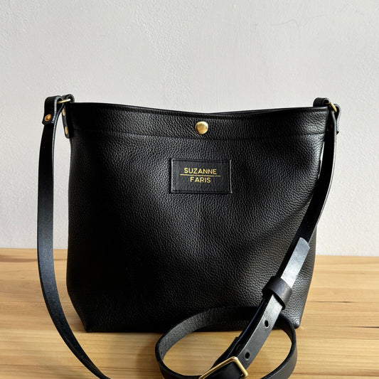 Leather Snap Bag - Black