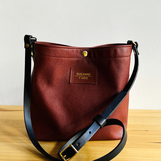 Leather Snap Bag - Cognac