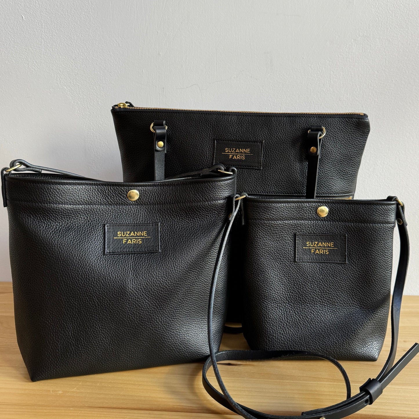 Leather Snap Bag - Black