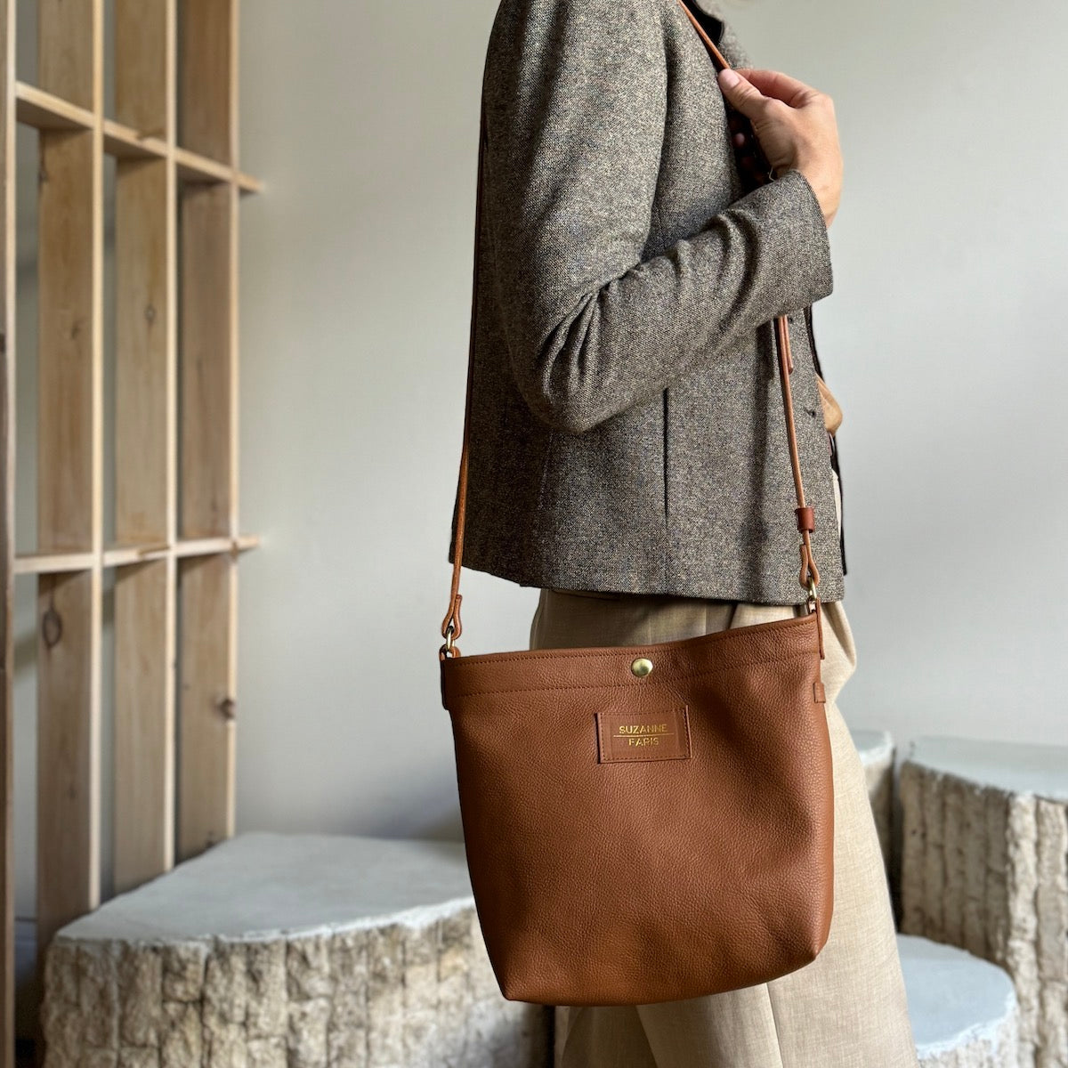 Leather Snap Bag - New Tan