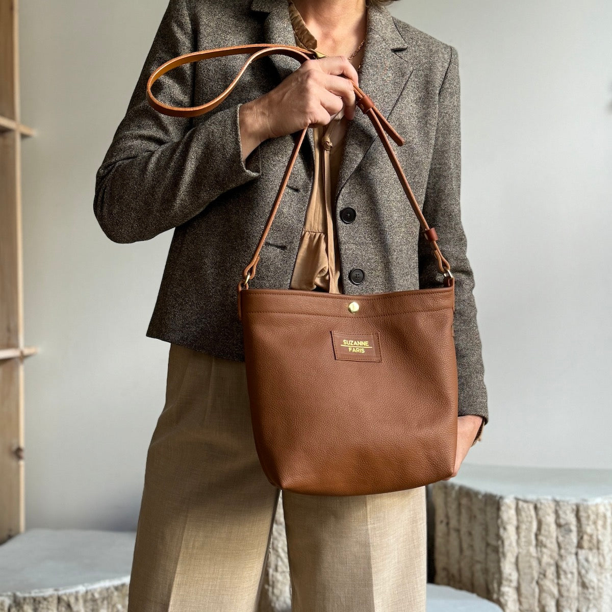 Leather Snap Bag - New Tan