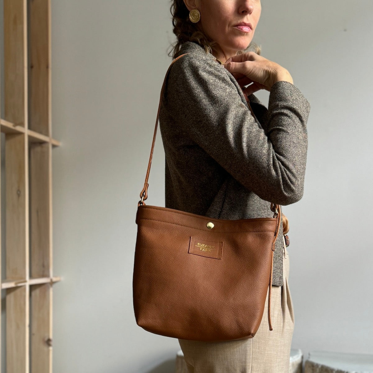 Leather Snap Bag - New Tan