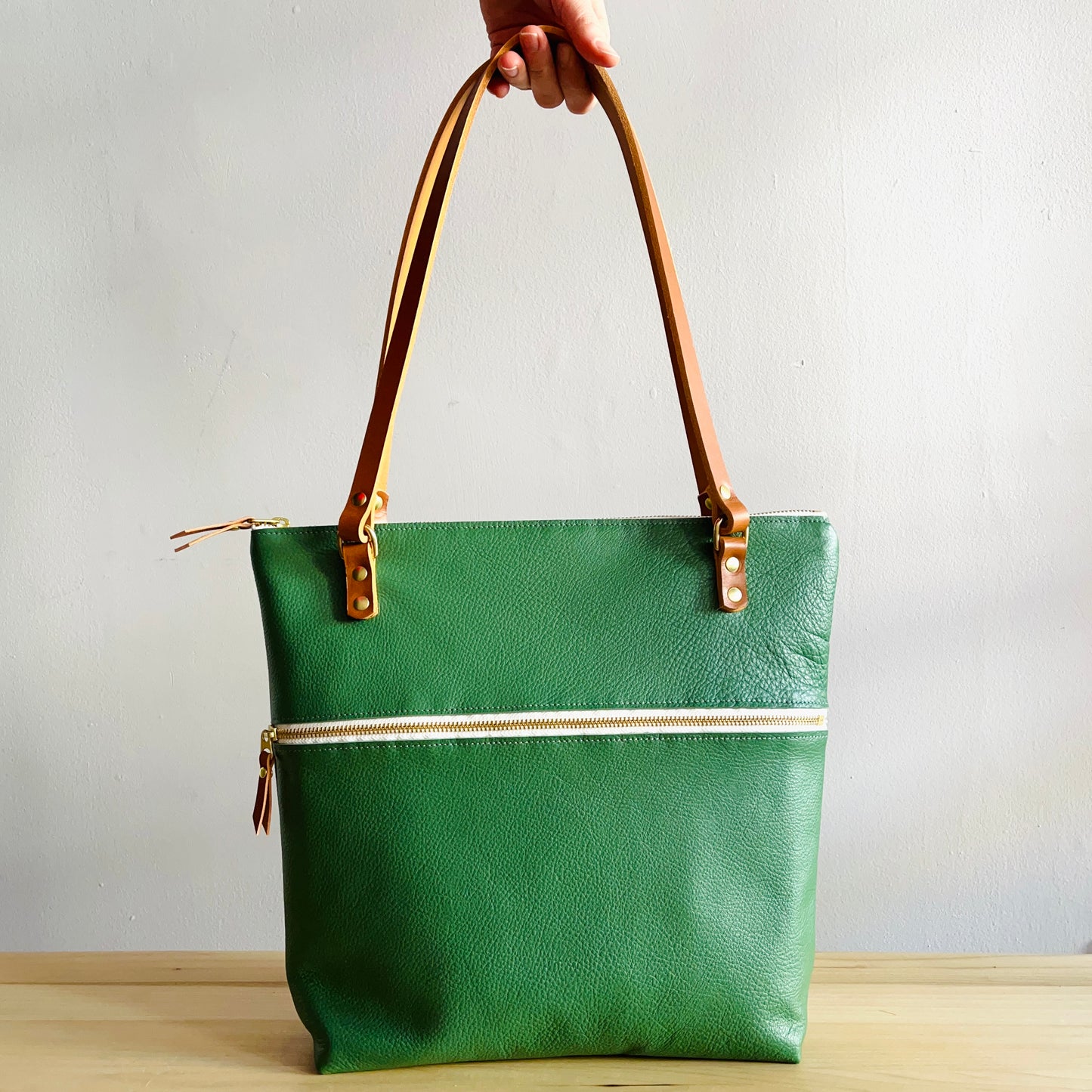 moss green leather bag