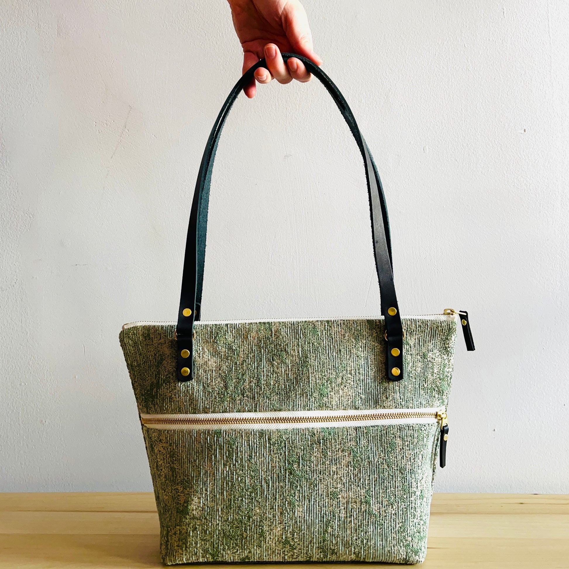 Green tapestry bag
