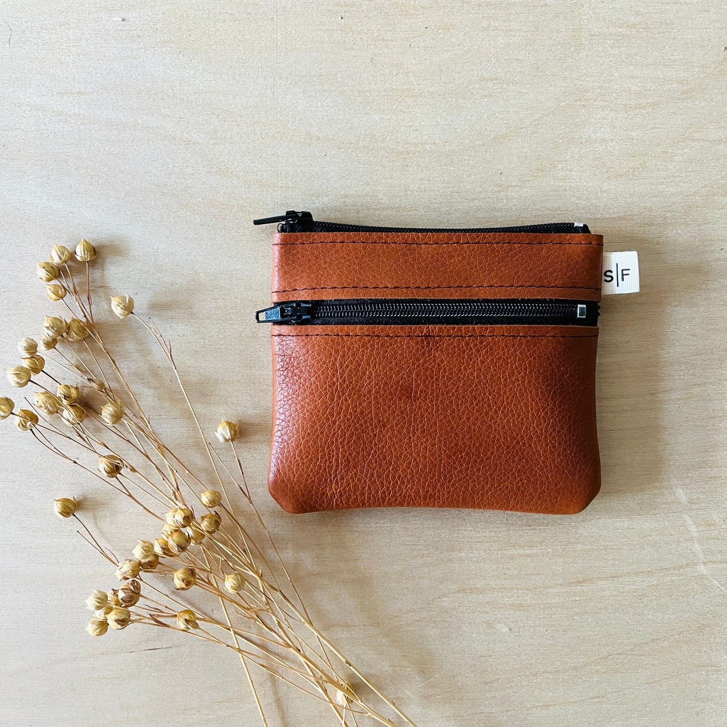 Two Zip Leather Pouch