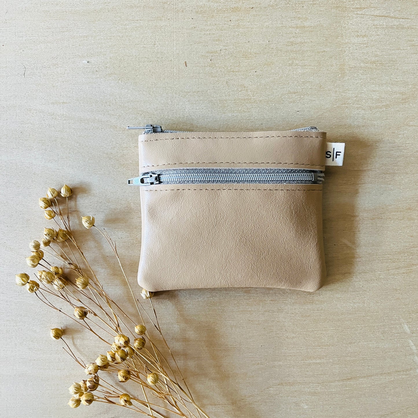 Two Zip Leather Pouch