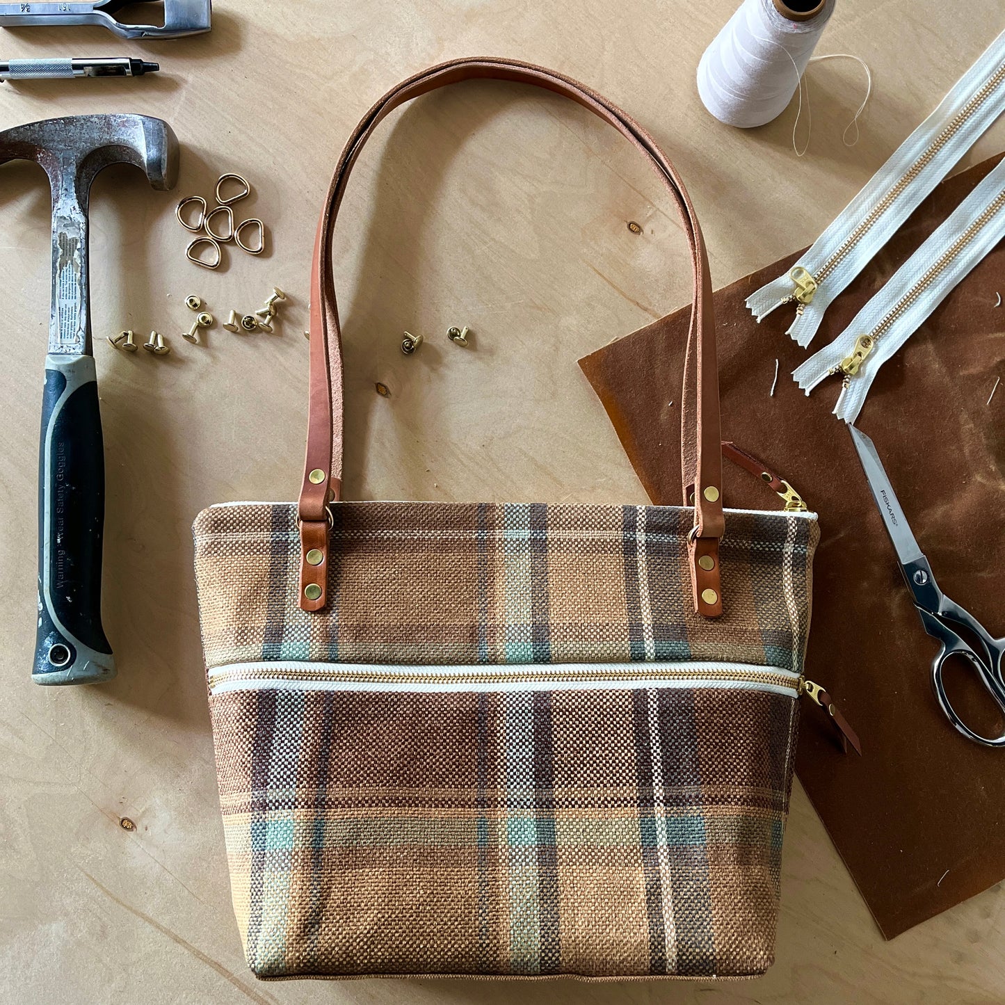 Caramel Plaid - shoulder bag